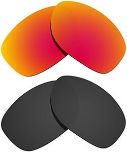 Littlebird4 2 Pairs Polarized Replacement Lenses for Oakley Pit Bull- Multiple Options (Black-Orange)