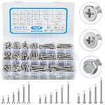 Besitu 430Pcs Self Tapping Screws for Metal, 410 Stainless Steel #8#10 Sheet Metal Screws Assortment, Truss Head & Hex Head & Pan Head Self Drilling Screws, Length 1/2" to 2"