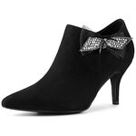 Allegra K Women's Pointed Toe Bow Decor Stiletto Heel Ankle Boots Black 6 UK/Label Size 8 US