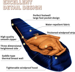 BUERTS XXL Ultralight Down Sleeping Bag – -7℃ Winter, Blue, Portable for Camping & Hiking