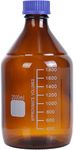 Basstein Lab Media Storage Amber Bottles Brown Graduated Glass Container GL45 Screw Cap Leakproof Multi-Purpose for Scientific | Pack of 1 (Blue,2000ml)