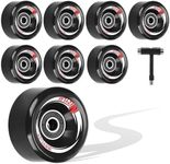Nezylaf 8 Pack 65 x 36mm, 78A Quad Roller Skate Wheels with Multi-Function Portable Skateboard T Tool for Double Row Skating,Replacment Accessories Suitable for Outdoor or Indoor