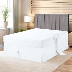 Cotton Metrics Linen Present 820TC Hotel Quality 100% Egyptian Cotton Bed Skirt 18" Drop Length Queen Size White Solid