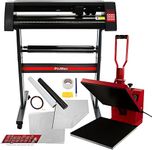 Clam Heat Press 38 x 38cm Sublimation Machine Vinyl Cutter Plotter 720mm 28" & Stand SignCut Pro 2 Subscription Teflon Sheet 10 Sublimation Sheets Black & White Vinyl Rolls Heat Tape Weeding Kit