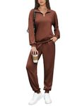 ELESOL Women's 2024 Fall Two Piece Outfit Tracksuit Quarter 1/4 Zip Sweatsuits Track Suits Set Casual Jogger Set