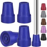 Crutch Tips Heavy Duty Replacement Rubber Cane,Hiking Walker Tips 3/4” Non-Slip All Terrain Caps Accessories for Canes, Rollator, Walkers, Universal Fit 4 PCS (Blue)