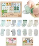 infancie Organic Baby Socks – 7 Pairs of Soft Infant Socks for Newborn Boys & Girls (0-6 Months) – Breathable, Cute Animal Design