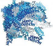 14 Gram Blue & Silver Happy Birthday Confetti Table Scatter Glitz Sprinkles Stardust Bday Party Decorations For Kids Adults