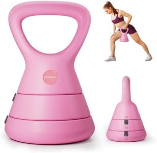 EAST MOUNT Adjustable Kettlebell, 5lb 9lb 15lb Kettlebell Weights Set, Ergonomic Design & Wide-Handle for Home Gym, Full-Body Workouts Strength Training and Weight Loss, Good for Men Women & Beginners (Pink)
