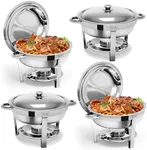 YITAHOME Chafing Dishes for Buffet 4 Pack, 5QT Round Chafing Dishes for Buffet with Lid & Lid Holder, Stainless Steel Chafers and Buffet Warmers Sets for Parties, Events, Wedding, Camping, Dinner