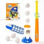 PALULU Kids Baseball Pitching Machine, Includes 5 Plastic Baseballs and Remote Control Plastic Baseball Bat