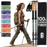 Carbon Fiber Trekking Poles for Hiking Collapsible, Nordic Walking Poles for Women, Lightweight Hiking Poles Women Lightweight Collapsible, Walking Sticks for Hiking for Seniors - 3K Black & Green