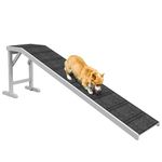 PawHut Pet Ramp Bed Steps for Dogs Cats Non-Slip Carpet Top Platform Pine Wood 74" L x 16" W x 25" H White