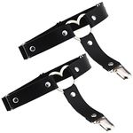 Adove Women Adjustable Leather Thigh Garter, Heart Shaped Leg Garter with Clips Punk Goth Garters for Thigh high Socks