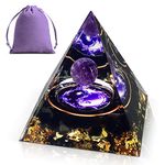 Obidodi Crystal Pyramid, Moonstone Crystal Ogan Chakra Energy Tower, Positive Energy Generator, Nature Reiki Chakra Crushed Stone Jewelry for Healing Meditation Chakra Balance (Amethyst)