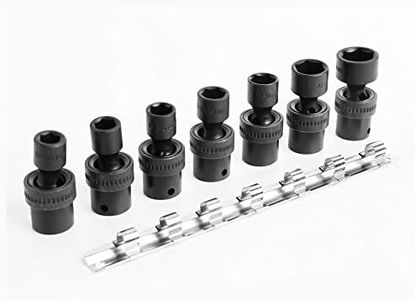 8-Piece 3/8-Inch Drive 6 Point Swivel Fractional Impact Socket Set, 10, 11, 12, 13, 14, 17, 19mm