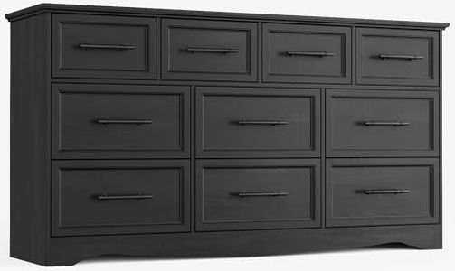 YANSNWO Black 10 Drawer Dresser for Bedroom, 59" Wide Chest of Drawers