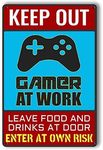 tin signs (19) Keep Out Gamer at Work Funny Gamer Sign For Gaming Room Wall Door Decor For Teen Boy Boyfriend 12x8 Inchs