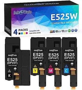 INK E-SALE Compatible Toner Cartridge Replacement for Dell 525 E525 E525W (KCMY, 4 Packs), for use with Dell E525W Color Laser Printer for 593-BBJX 593-BBJU 593-BBJV 593-BBJW