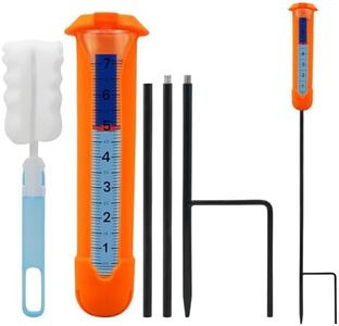 Upgraded Rain Gauge Outdoor, Freeze Proof Rain Gauge with Silicone Cover & Levelling, Large Clear Numbers and Adjustable Height Decorative Rain Measure Gauge with Float Marker for Garden, Yard, Lawn