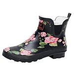 RAINANGEL Short Rain Boots for Women, Stylish Rubber Chelsea Boot with Anti-Slip, Waterproof Light Ankle Rain Shoes for Ladies Outdoor Work,Garden Work, Rose, 11