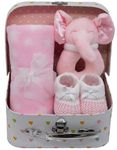 Baby Girl Gifts Set Keepsake Box Hamper for a Baby Shower or Newborn Baby with an Elephant Theme