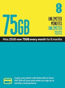 EE £15/30 days for 500 Mins, Unlimited Texts & 5GB data. Pay as you go PAYG Multi Sim Trio Simcard sim card - Standard/Micro/Nano size