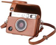 ZENKO Leather Mini Evo Cover Case - Compatible For Fujifilm Mini Evo Instant Camera - Mini Evo Case With Shoulder Strap - In Brown Lychee Texture Horizontal Style (Brown)