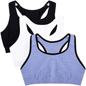 Fruit of the Loom Women's Tank Style Cotton Sports Bra, Blue Gem Heather with Black/White/Grey, 40