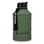 Navaris Stainless Steel Water Bottle - Single-Walled 75oz (2.2L) Big Metal Drinking Bottle for Sports, Camping, Gym - More Than Half Gallon Capacity