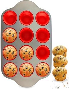 Boxiki Kitchen Non-Stick 12 Cup Silicone Muffin Pan With Steel Frame - BPA Free, Non-Toxic, Anti-Warp, Durable & Easy to Pop Silicone Muffin Tin - Perfect Cupcake Pan