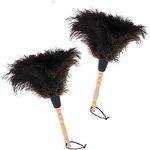 Midoneat Natural Black Ostrich Feather Duster,2 Packs,Car Duster Interior/Exterior Cleaner,Duster for Blinds Kitchen Keyboard Office, Smart and Soft and Fluffy Duster (Black)