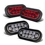 4Pcs Truck Turn Signal Lights, 10 LED 6" Oval Stop Light Backup Rear Tail Light Flush Mount for 12V Trailer Boat Cargo Van Utility - Red + White