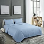 Nirwana decor BedBliss Ultrasonic 280 TC All Season Supersoft King Size Bedding Set/bedcover/Rajaai Quilted Set with 2 Pillow Covers, 150 GSM(90x100 inches) Steel Blue