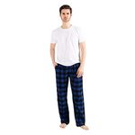 JTPW Men's 100% Cotton Flannel Sleep Pajama Pants With Pockets, Black Aqua Plaid, Size: M