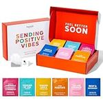 Thoughtfully Gourmet, Sending Positive Vibes Tea Gift Set, Tea Sampler Includes 6 Flavours of Tea with Uplifting Quotes, Great Get Well Gifts, Set of 90