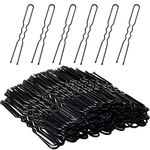 Black Bun Pins,MORGLES U Pins Hair Pins for Buns Bun Clips for Women with Box,80 Pcs(Black 6cm/2.4 inch)