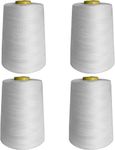 Marent Overlocking Thread - 4 x 5000 Yards Polyester Moon Thread Cones White