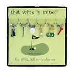 Wine Things 6-Piece Wine Charms/Wine Glass Tags/Drink Markers for Stem Glasses, Wine Tasting Party (Hole In One)