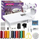 Akiara - Makes life easy Mini Sewing Machine with Table Set | Tailoring Machine | Hand Sewing Machine with extension table, foot pedal, adapter, White (With kit 2)