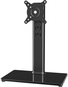 Single LCD Computer Monitor Free-Standing Desk Stand Riser for 13 inch to 32 inch Screen with Swivel, Height Adjustable, Rotation, Holds One (1) Screen up to 35KG