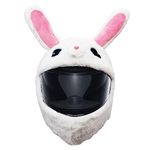 Omoojee Motorcycle Helmet Cover, Funny Helmet Decoration, Fun Rides and Gifts (Plush Animal, White Rabbit)