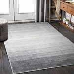 Wonnitar Modern Ombre 5x7 Grey Rugs for Living Room, Washable Large Bedroom Area Rug, Non-Slip Stain Resistant Dining Table Throw Mat, Abstract Carpet for Entry Basement Dorm (Grey,5'x7')