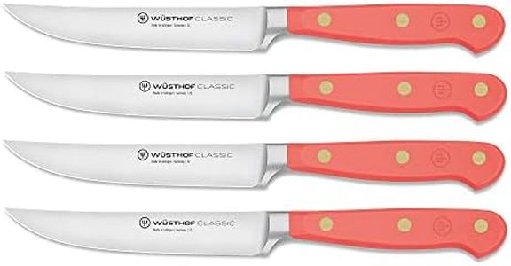 WÜSTHOF Classic Steak Knife Set with 4 Knives 12 cm, Coral Peach (Orange)