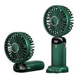 Rainberg Portable Handheld Fan with LED Display, 5-Speed Settings, 5000mAh Battery, 90-Degree Adjustable, Desk Fan, Hand Fan (Green)