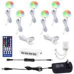 AIBOO RGBWW RGB + Warm White Color Changing Christmas Xmas Decor Under Cabinet LED Lighting Kit Dimmable Puck Lamps for Kitchen Wardrobe Counter Furniture Mood Lighting (RGBWW, 6 Lights, 18W)