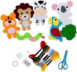 KnitIQ Crochet Kit for Beginners Adults - Easy Starter Set with Embroidery Floss, Felt Pencil Toppers, Cushion, Needles, Scissors, Pins - Learn to Knit and Crochet - Crochet Animal Kits (Multicolor)