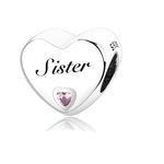 MsRosy New Women's S925 Sterling Silver Hearts Charms Moments For Bracelets and Necklaces Gift For All the Family and Friends (New Sister charm)