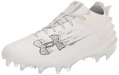 Under Armour Men's Blur Smoke 2.0 Molded Cleat Football Shoe, (101) White/White/Metallic Silver, 8