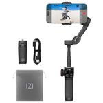 IZI GO-X PRO 3-Axis Smartphone Gimbal with Built-in Extension Rod, AI face Tracking, OLED Display, 10H Battery, Wireless Charging, Foldable Design-Ideal for Vlogs, Videos & TikTok.